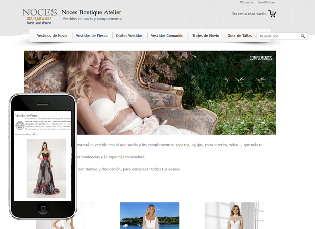 Ejemplo de diseño web tienda online vestidos de novia