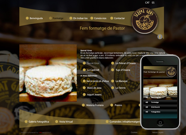 Ejemplo de diseño web profesional en HTML personalizado, Formatgeria Serrat Gros